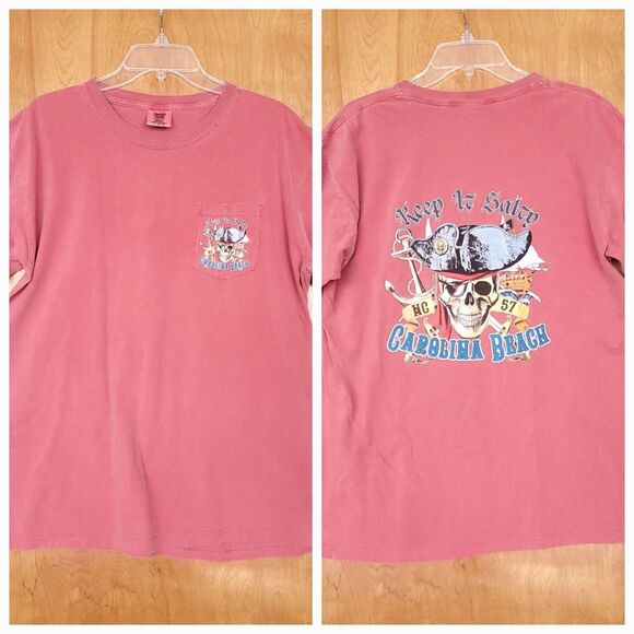 Comfort Colors Other - Carolina Beach T Shirt Mens L Skull Pirate Keep it Salty NC Coast Comfort Colors
